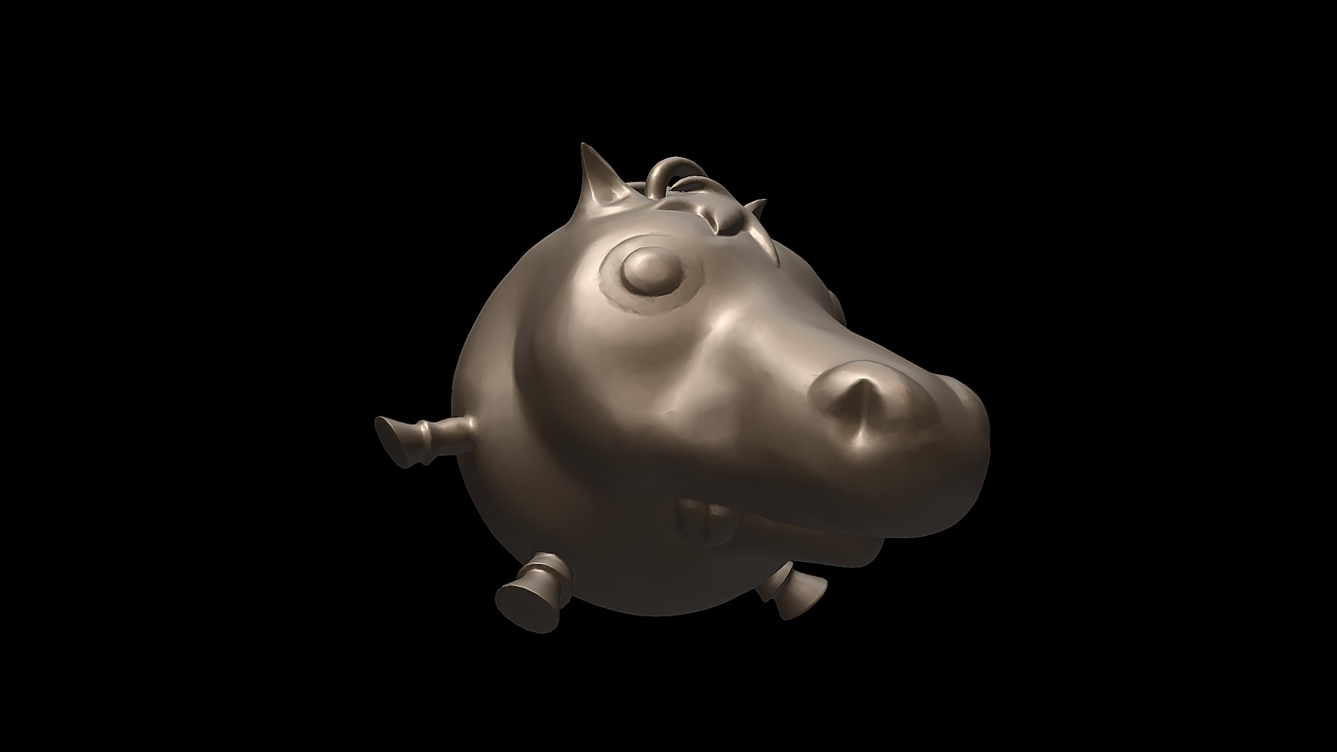 3D model Horse Pendant Printable - This is a 3D model of the Horse Pendant Printable. The 3D model is about a close-up of a piggy bank.