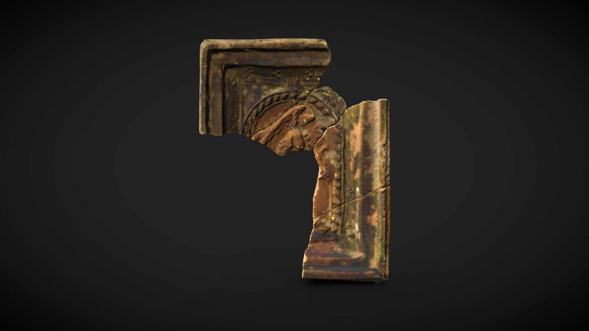 Half-cylinder tile with Annunciation — Sketchfab embed 3D viewer