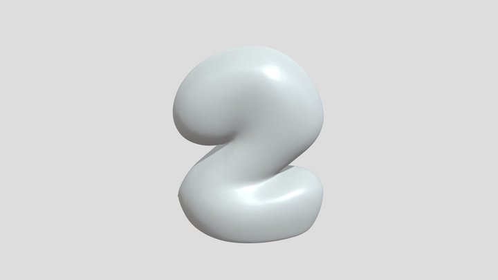 Green number two symbol 3D Model
