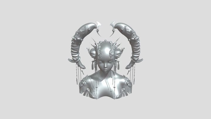 person with elaborate headpiece and ornaments 3D Model