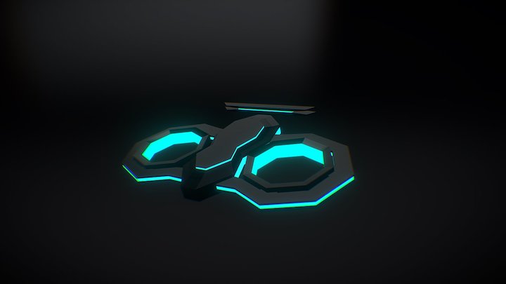 TRON-ish low-poly drone 3D Model