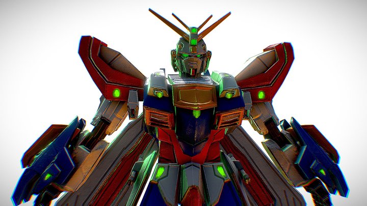 God Gundam Fanart Lowpolygon 3D Model