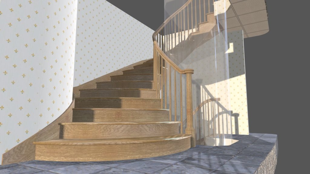 Curved Stair With Elevator
