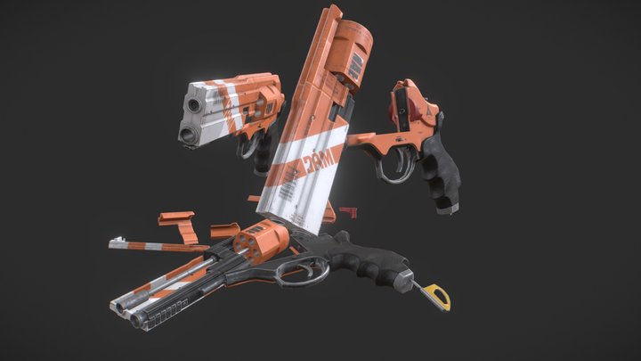 Revolver Conjunto LOW DEF 3D Model