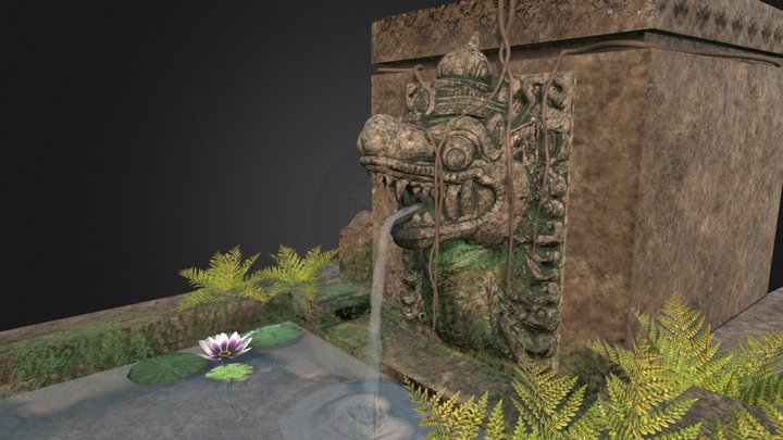 Ancient Dragon Fountain – Game Ready Prop 3D Model