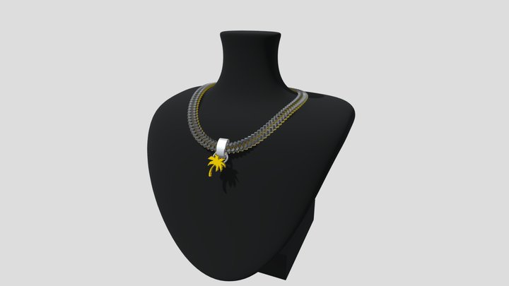 Cuban palm chain on Jewellery neck stand 3D Model