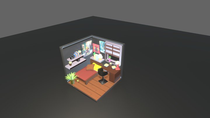Cozy Isometric Room 3D Model