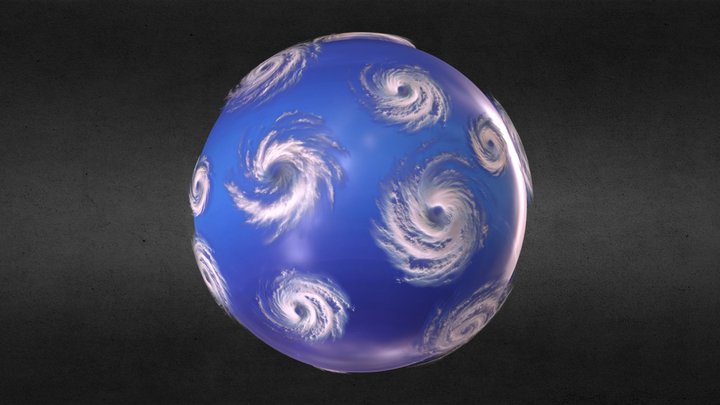Blue planet with hurricanes 3D Model