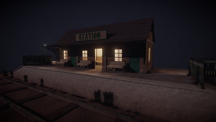 🍪 Wild West style train station by A9908244 3D Model