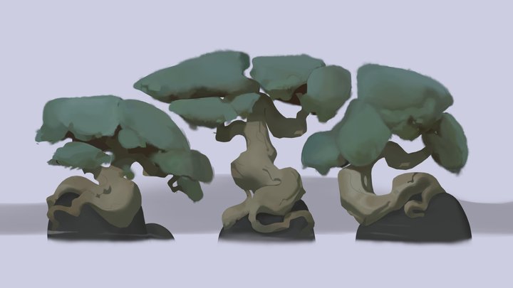 3D Painterly Trees 3D Model