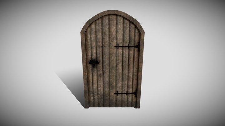 Medieval Arched Door & Frame. 3D Model
