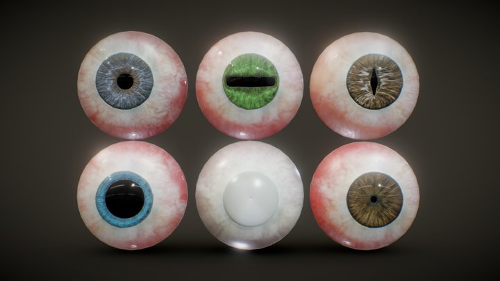 Realistic hand painted eyes 3D Model