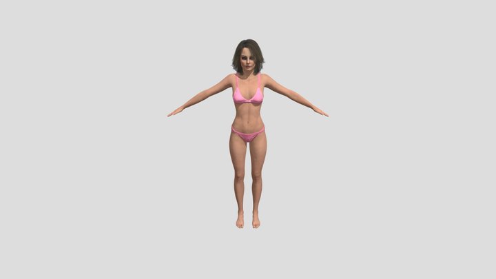 Base Mesh Female with Rig and Textures 3D Model