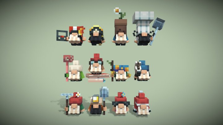 Garden Gnomes Pack 3D Model