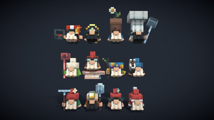 Garden Gnomes Pack 3D Model