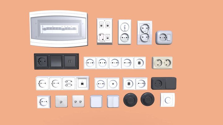 EU Switches, Sockets, Fuse Box | Game Assets 3D Model