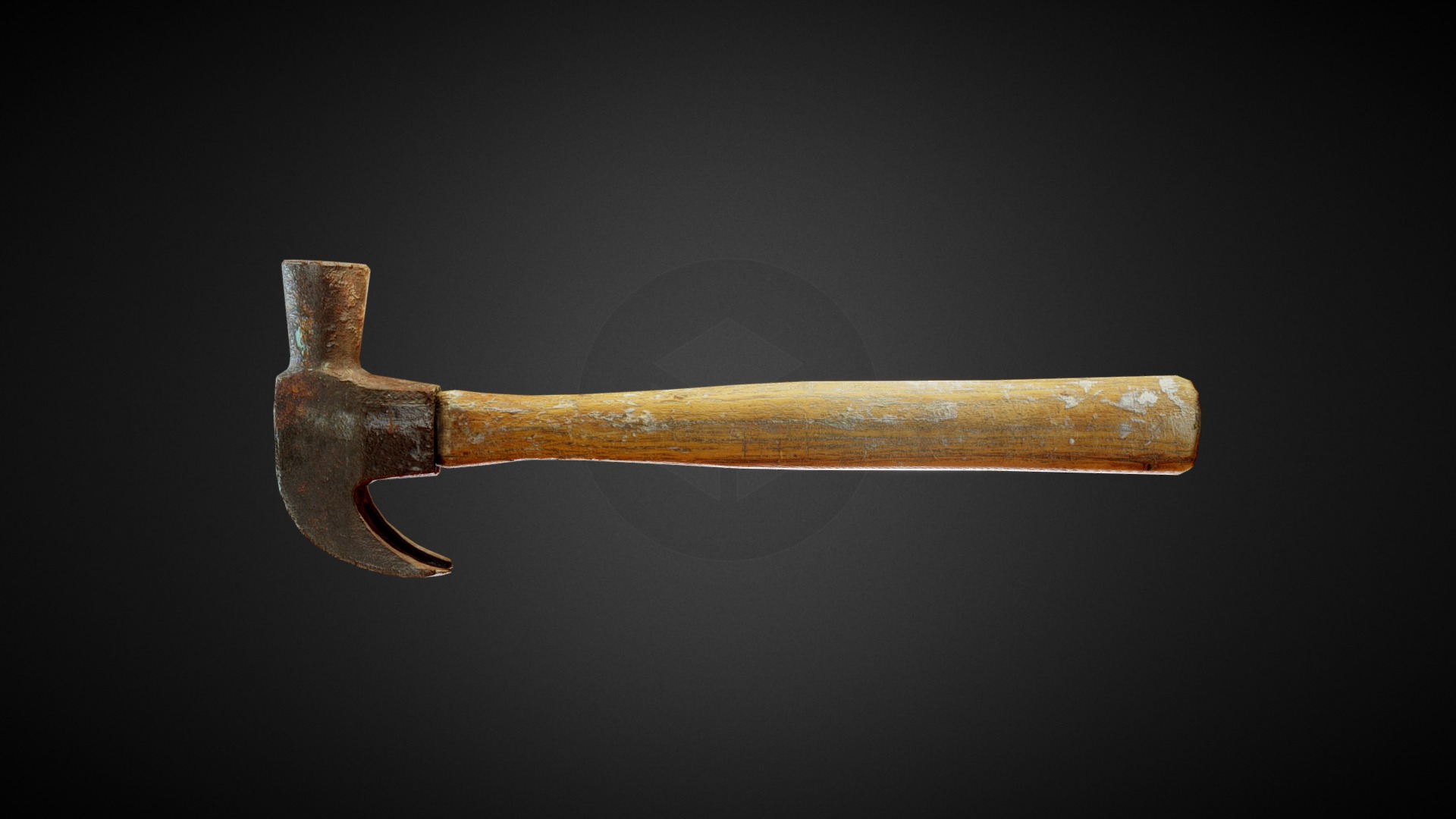3D model Old Hammer - This is a 3D model of the Old Hammer. The 3D model is about a wooden gavel on a black background.