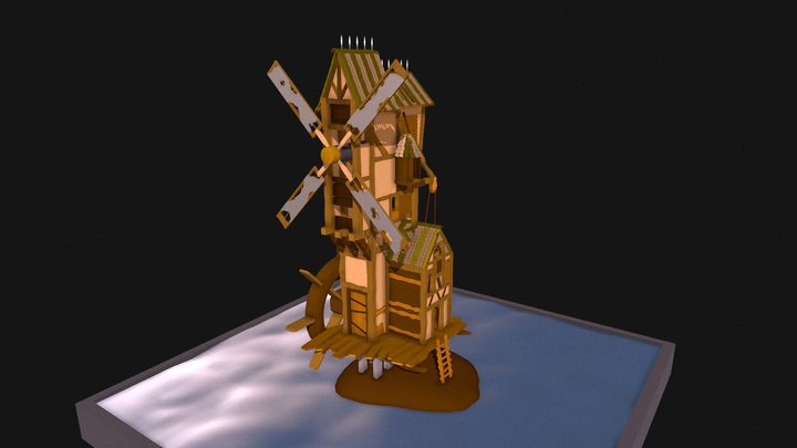 Water Mill House 3D Model