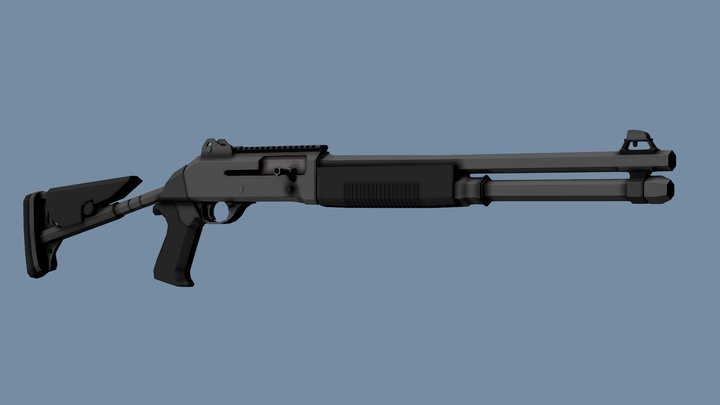 Low-Poly Benelli M4 Super 90 – Free 3D Model STL