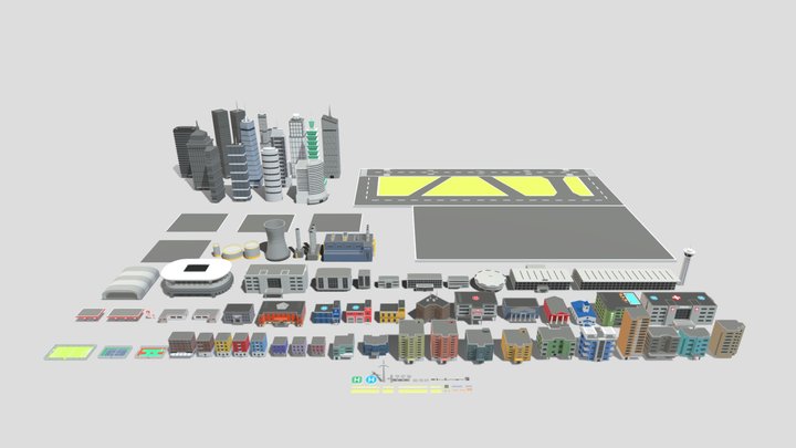 Low Poly City Building Pack 3D Model