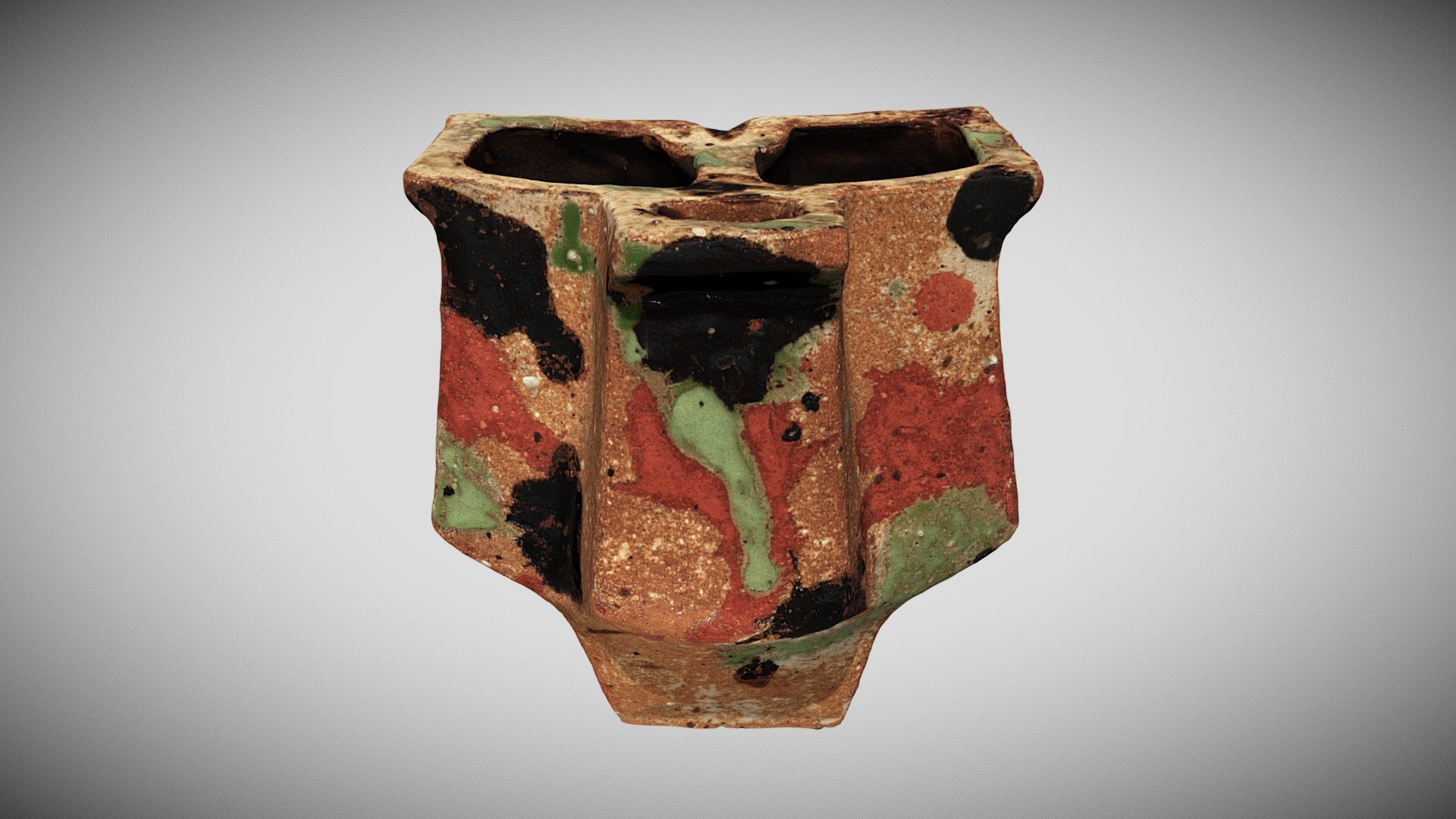 三色扁壺 — Sketchfab embed 3D viewer