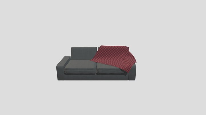 Modern Style Couch (with Blanket) 3D Model