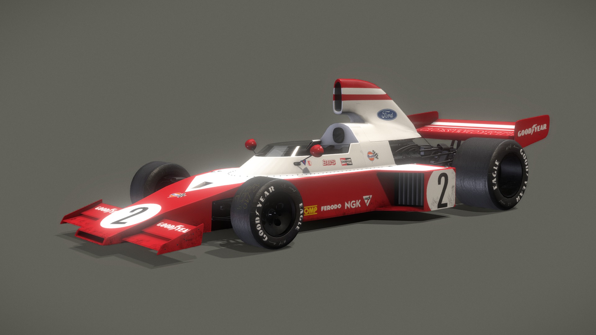 3D model F1 Vintage Concept Car - This is a 3D model of the F1 Vintage Concept Car. The 3D model is about a red and white race car.