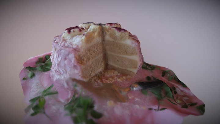 Vanilla Coconut Raspberry Birthday Cake! 3D Model