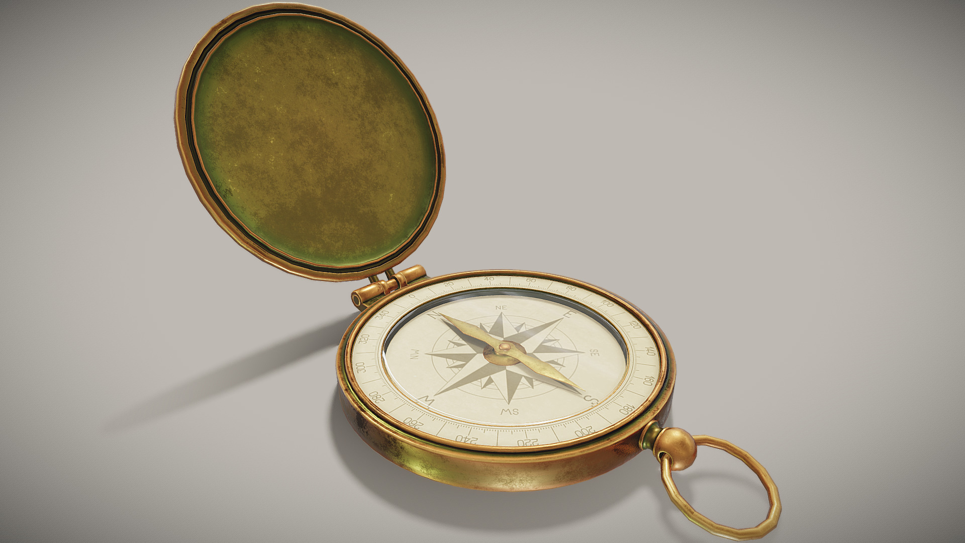 3D model Compass - This is a 3D model of the Compass. The 3D model is about a gold pocket watch.