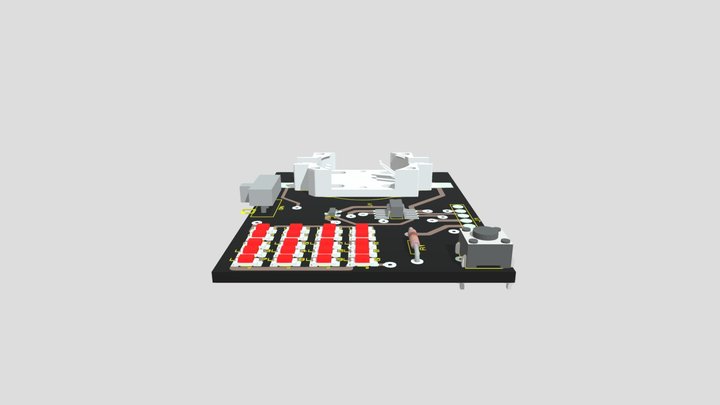 Carte électronique d'un porte clé lumineux 3D Model