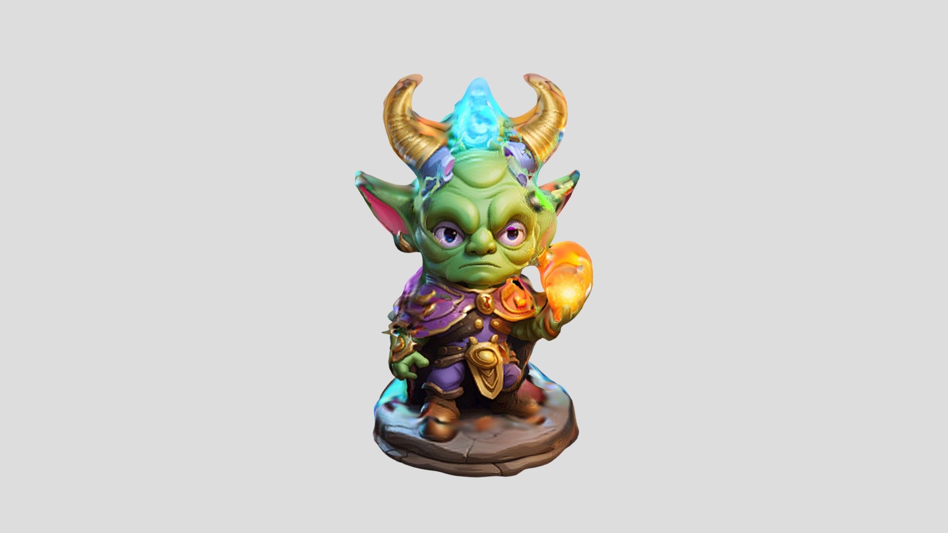 Cute green goblin holding a glowing orb in fron - Download Free 3D ...