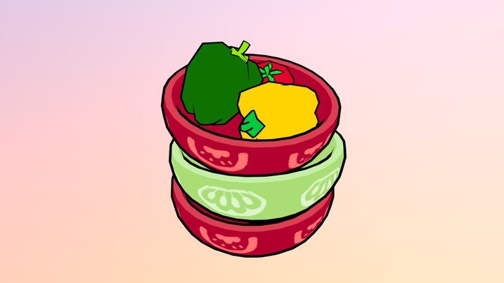 Bowls with vegetables 3D Model