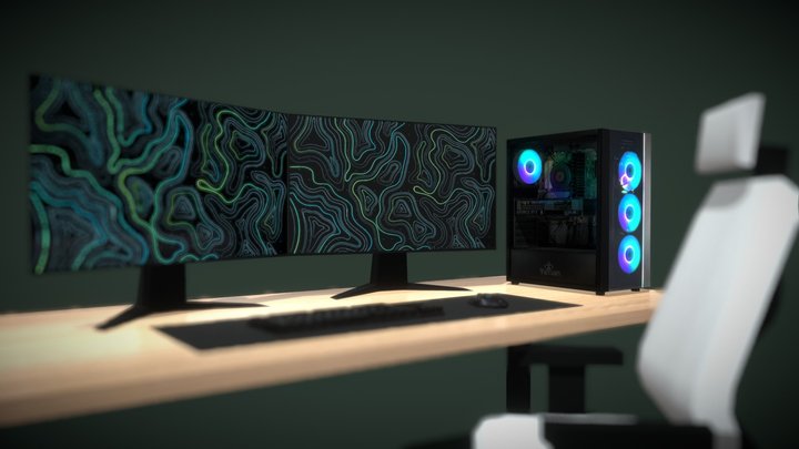 Gaming Setup (low-poly) 3D Model