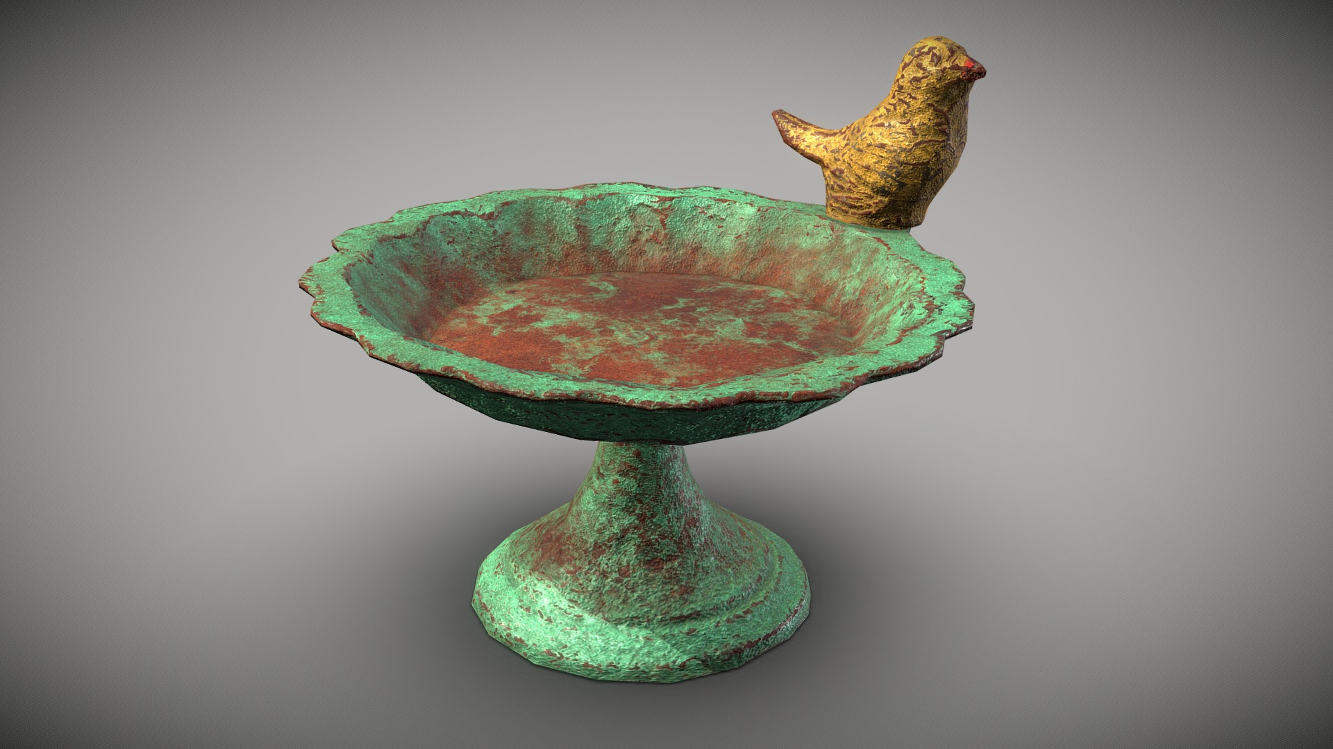 3D model Bird bath – Garden decoration - This is a 3D model of the Bird bath - Garden decoration. The 3D model is about a bird sitting on a watermelon.