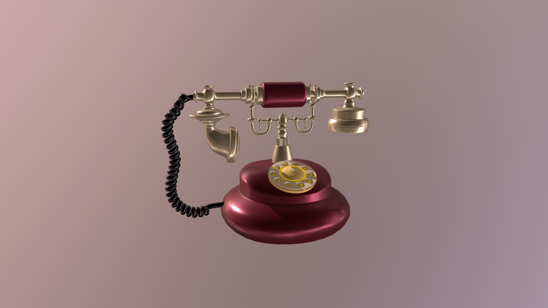 3D model Vintage Telephone - This is a 3D model of the Vintage Telephone. The 3D model is about a red and gold key chain.