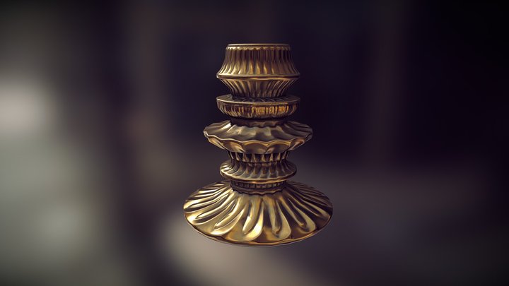 Ornate Antique Candlestick 3D Model