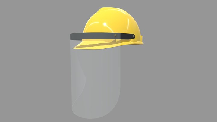 Yellow Helmet Face Shield 3D Model