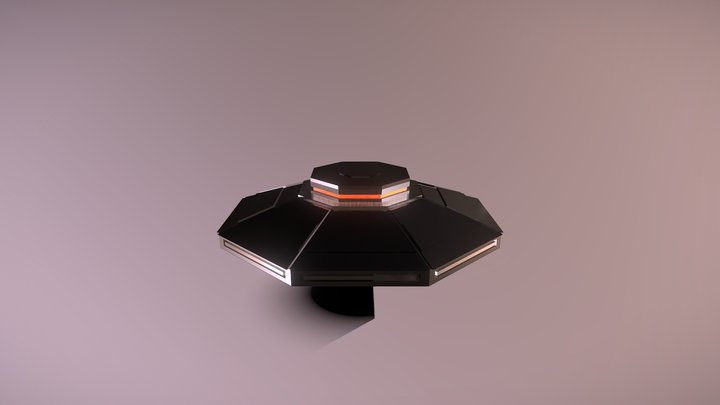 low poly spaceship sci fi 3D Model