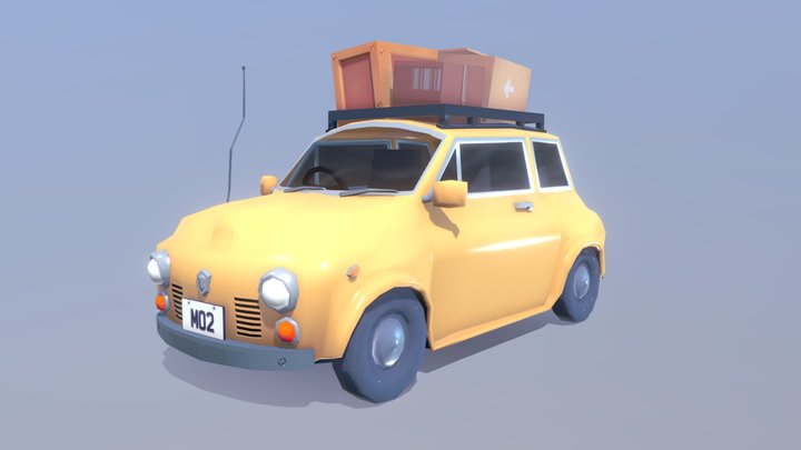 Low poly asset: Yellow Car 3D Model