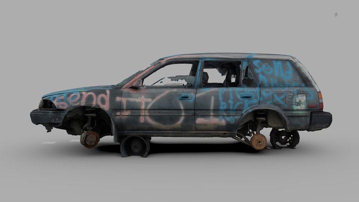 Graffiti'd Toyota Wagon (Raw Scan) – Gratis 3D-model STL