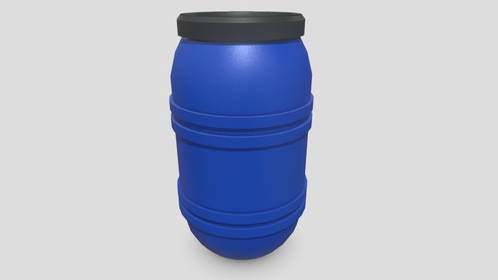 Blue Rain Barrel 3D Model