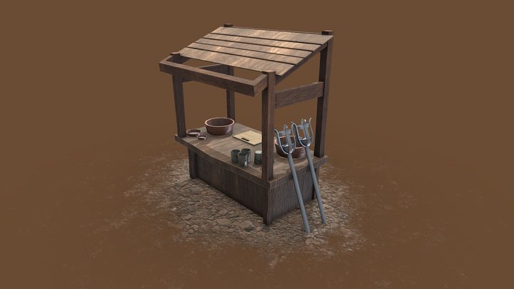 Medieval Market Stall Asset 4/4 3D Model
