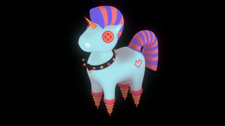 Mohawk Unicorn 3D Model