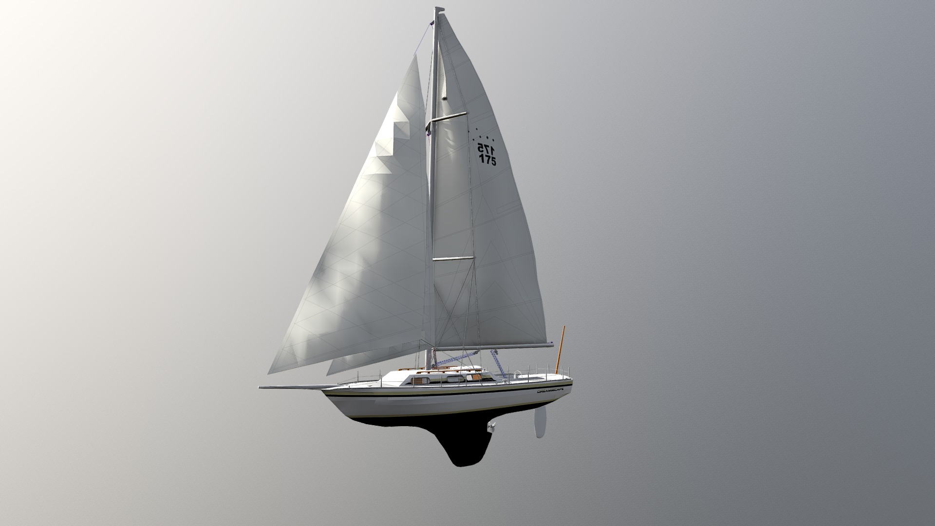 3D model 30 Foot Cutter Rig V01 - This is a 3D model of the 30 Foot Cutter Rig V01. The 3D model is about a sailboat in the water.