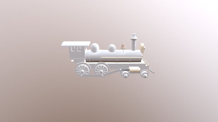 Vintage Wooden Train Draft 3D Model