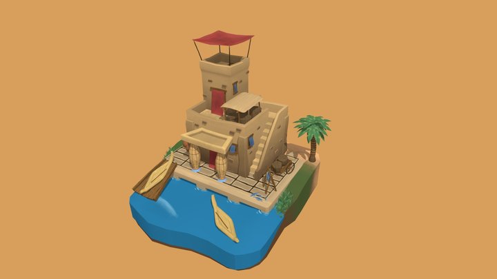 Stylized Ancient Egyptian Fisherhouse 3D Model