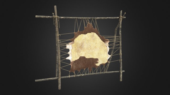 Medieval Leather Tanning Rack 3D Model