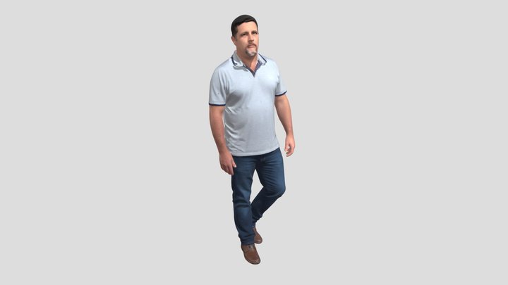 Casual Portrait In Gray Polo – Kostenloses 3D-Modell STL