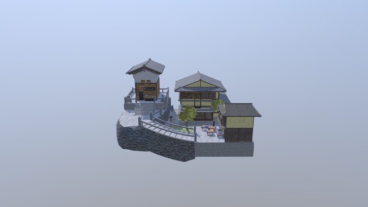 DAE Kyoto Low Poly Cityscene 3D Model