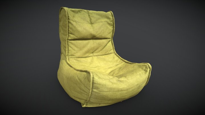 Bean bag green chair #2 3D Model